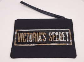 Victoria’s Secret Wristlet Cosmetic Bag - Black With Silver Sequins - $8.79