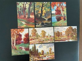 Vintage Lot 7 Postcards Printed in Germany Nature Scenes TREES - £7.96 GBP