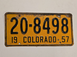 COLORADO - License Plate #20-8498-1957 Black Letters On Yellow-VTG-Man Cave - $35.49 CAD