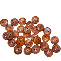 50pcs Handmade Wooden Brown Buttons For Sewing &amp; Crafts - £11.80 GBP