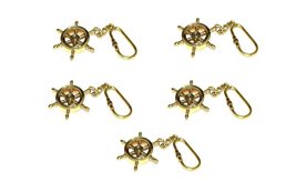 Brass Ring Vintage Solid Nautical Gift Keychain Pendant Fob Holder Clip Hook Ant - £31.68 GBP