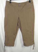 Coldwater Creek Women&#39;s Tan Cotton Blend Cargo Capri Pants Size 16 - £7.81 GBP