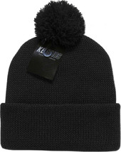 Black Solid Wide Cuff Knit Pom Style Beanie Winter Hat by KB ETHOS - $13.29