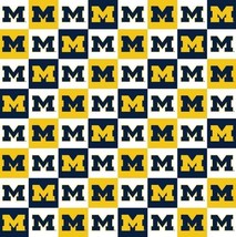 Cotton University of Michigan Wolverines U of M Fabric Print by the Yard D350.17 - £11.15 GBP