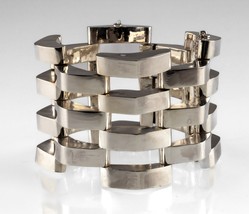 Gorgeous Sterling Silver Heavy Mutli-Link Wide Bracelet 8.25&quot; - $2,077.79