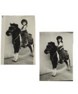 Vintage Old Photos Brother and Sister Portraits Cowboy Cowgirl on Pony B... - $24.73