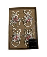 Tahari Home Napkin Rings Easter Bunny Rabbit White Floral Beaded Accents... - $577.88 MXN