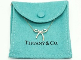 Tiffany &amp; Co Bow Pendant Chain Necklace Sterling Silver 16&quot; - $275.00