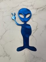 Peace Out Alien Metal Wall Art Accent  7 1/2&quot; x 3 1/2&quot; Blue - £15.25 GBP