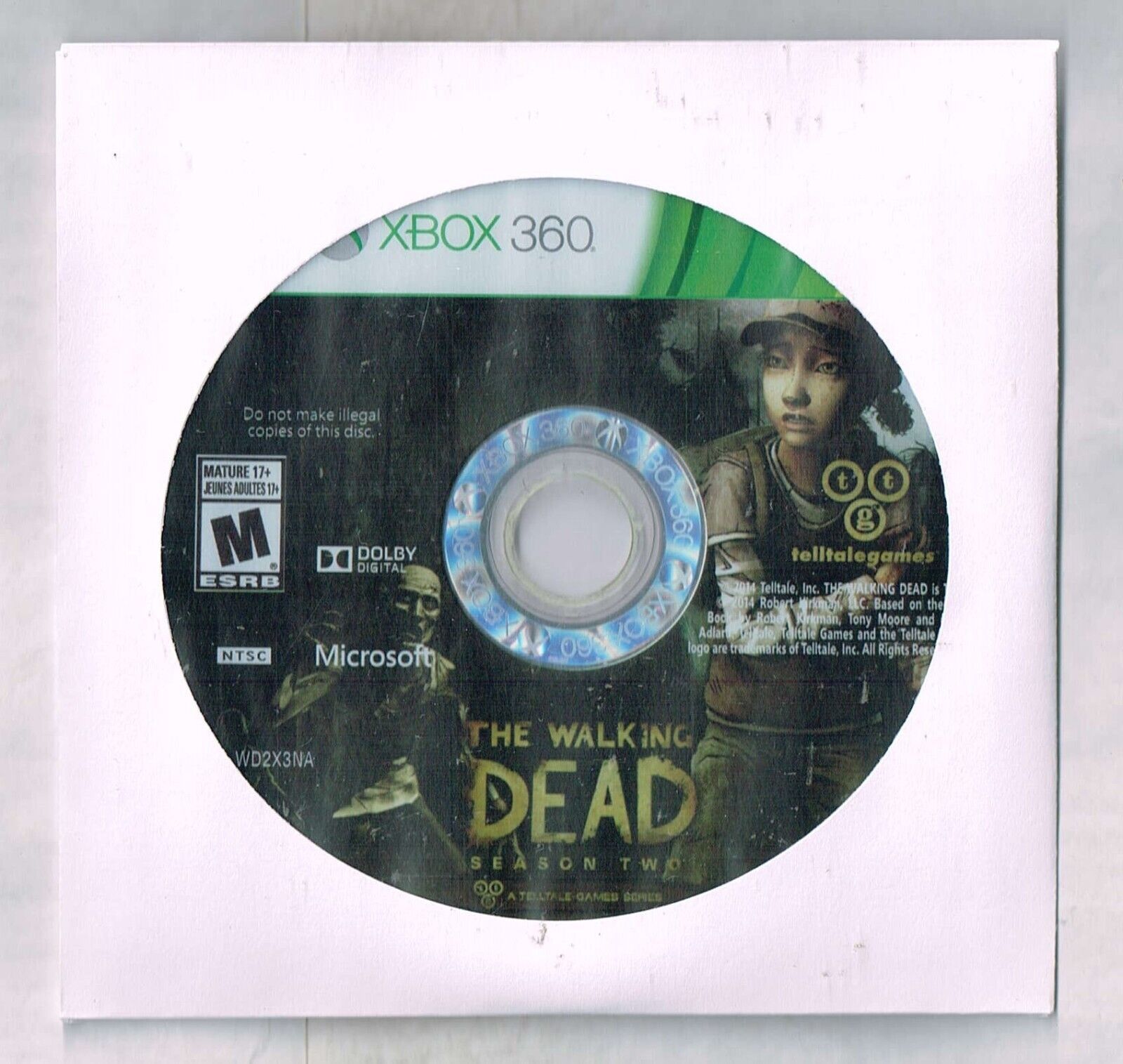 The Walking Dead Season Two Xbox 360 video Game Disc Only - $14.50