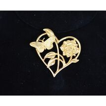 Vintage Gold-Tone Sterling Silver Heart Shaped Brooch Signed H&amp;H - $74.00