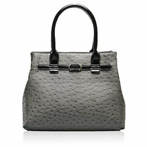 HYNES EAGLE Womens Purse Faux Ostrich Leather Shoulder Bag Gray 10 x 12 - $15.35