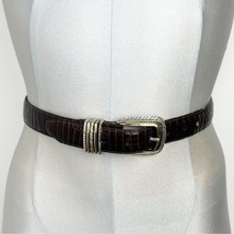 BRIGHTON Classics Brown Genuine Leather Belt Style 4B708 Size L 34 Silve... - $34.79