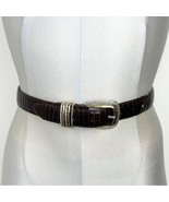 BRIGHTON Classics Brown Genuine Leather Belt Style 4B708 Size L 34 Silve... - $34.79