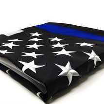 K&#39;s Novelties Thin Blue Line Flag: 100% US Made 3x5 ft Embroidered Stars Sewn St - £33.82 GBP