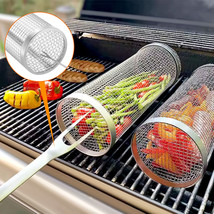 2 Pack Rolling Grilling Basket, Stainless Steel For Bbq Grill Outdoor - £23.97 GBP