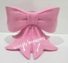 Christmas Pink Coquette Bow Resin Tapper Candle Holder Candlestick Decor... - $29.69