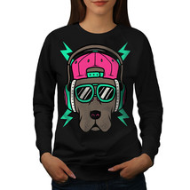 Wellcoda Dog Rap Street Cool Womens Sweatshirt, Headphone Casual Pullover Jumper - £22.77 GBP+
