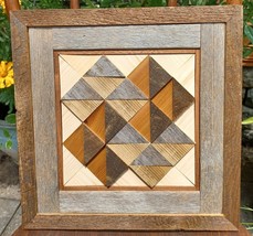 Wood Quilt Square with Natural Wood Colors and Textures - £47.40 GBP