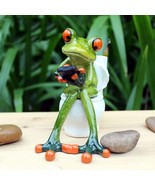 Frog Texting on Toilet Funny Figurine Bathroom/Office Decor - $31.44 CAD