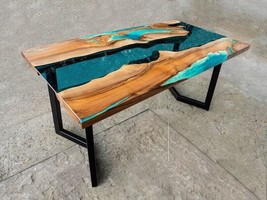 Epoxy Wooden River Table Top for Home Décor Live Edge Glow in Dark Wood - £315.49 GBP+