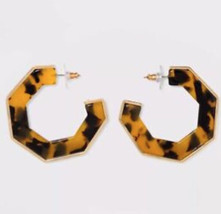 NWT SUGARFIX by BaubleBar Geometric Resin Hoop Earrings in Tortoise - £7.90 GBP
