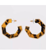 NWT SUGARFIX by BaubleBar Geometric Resin Hoop Earrings in Tortoise - £7.75 GBP