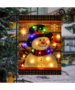 Lighted Christmas Garden Flag for Outside, Led Snowman Garden Flag, Wint... - $24.47
