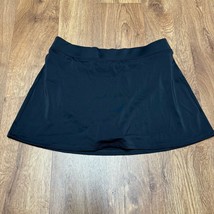 LL Bean Womens Solid Black Swim Skirt Bikini Bottom Attached Brief Size 10 - £21.34 GBP