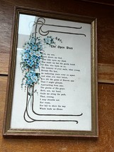 Vintage Blue Flowers w THE OPEN DOOR Religious Saying in Gilt Frame Under Glass - £11.76 GBP