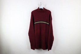 Vintage 90s Streetwear Mens XLT Striped Chunky Ribbed Knit Turtleneck Sweater - $59.35