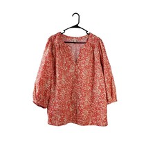 Knox Rose Shirt Womens XXL 3/4 Sleeve Button up Pullover Floral Dusty Pi... - $20.57