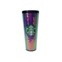 Starbucks Iridescent Sequin Mermaid Cold Tumbler Cup 24 oz Holiday | No ... - £19.93 GBP