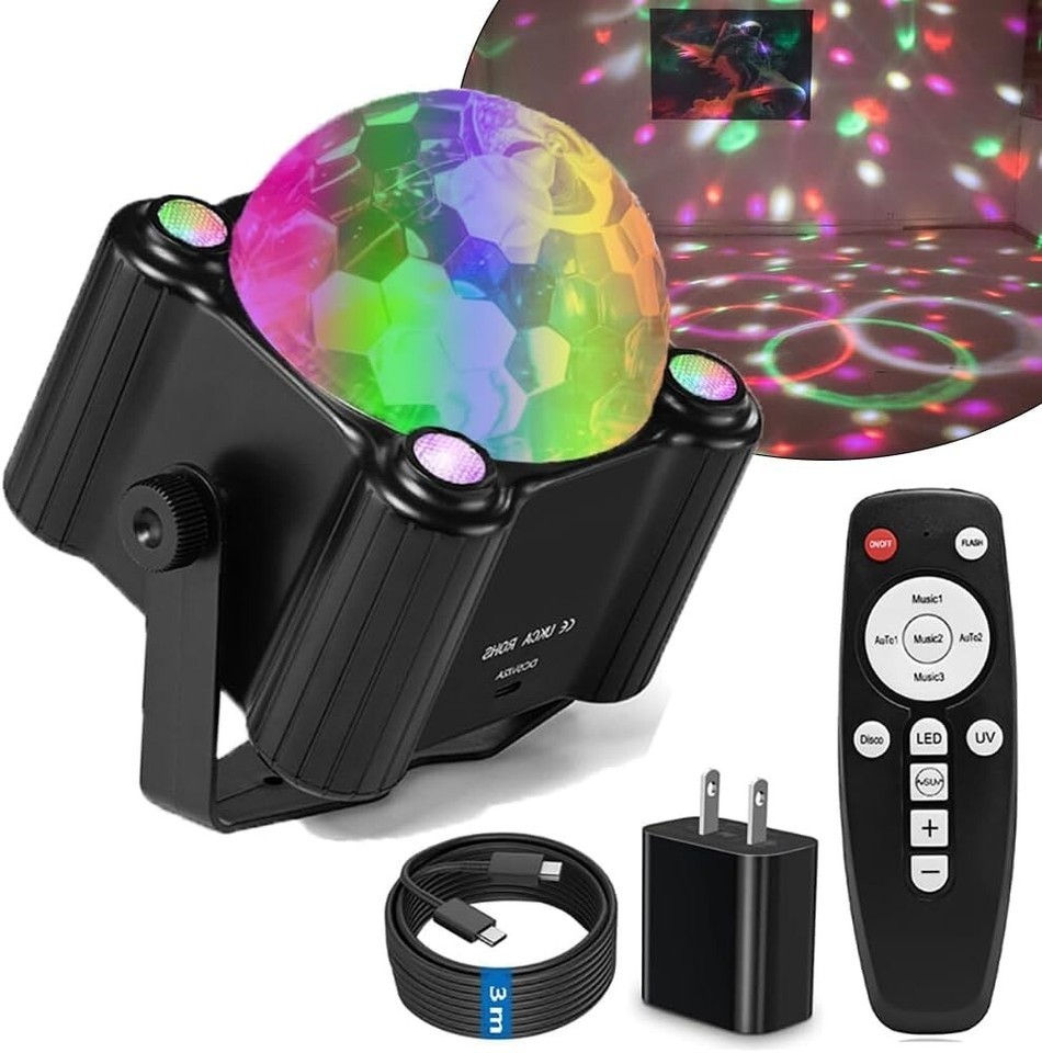 Versatile Disco Ball Light with UV and Sound Activation - Perfect for Parties Item image 3