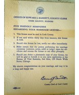 Vintage Friendly Reminder Regarding Marriage License Chicago IL 1941 - $3.99