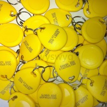 100pcs 18digit EM4100 125KHz RFID ID Induction Proximity Tag Token Keyfob Yellow - £47.60 GBP