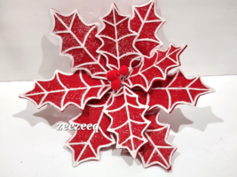 Christmas Poinsettia Red White Candy Cane Peppermint Ornament Clip Pick ... - $15.83