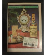 Old Charter Bourbon Ad 1950 Whiskey Bernheim Clock Vintage Magazine Print - $9.89