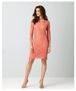 Simply Styled Lace Overlay Sheath Faded Rose Coral Cocktail Dress Size L... - $26.72