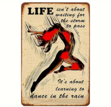 Learning To Dance In The Rain Vintage Novelty Metal Sign 12&quot; x 8&quot; Wall Art - £7.03 GBP