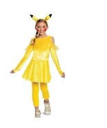Girls Pokemon Pikachu 4 Pc Yellow Classic Halloween Costume-sz L 10/12 - £21.92 GBP