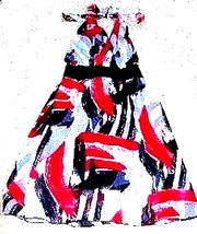 Sz S - NWT Taboga Red, Black &amp; Gray Halter Sundress Dress - £21.32 GBP