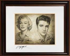 Elvis Presley and MARILYN MONROE Vintage pencil drawing print - $4,623.94 MXN