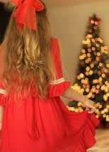 Red Valentines Day Hi-Low Bell Sleeve Cotton Dress. Girls Celebration Dr... - $22.99