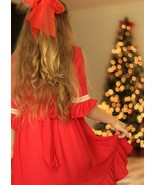 Red Valentines Day Hi-Low Bell Sleeve Cotton Dress. Girls Celebration Dr... - $437.71 MXN