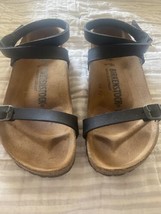 Birkenstock Daloa Sandals Womens US 6 EUR 37 Black Leather Ankle Strap - $58.41