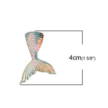 Mermaid Tail Cabochon Resin Scales Fairy Tale Flat Back Flatback Silver 40mm - £2.38 GBP