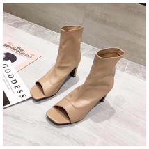 Fashion Peep Toe Ankle Boots Women Thin High Heels Shoes Women Gladiator Sandals - £46.17 GBP