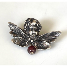 Solid Wrought 925 Sterling Silver Amethyst Angel Brooch Sky - £33.00 GBP