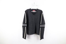 Vintage 90s Streetwear Womens Small Striped Lambswool Knit V-Neck Sweate... - $39.55